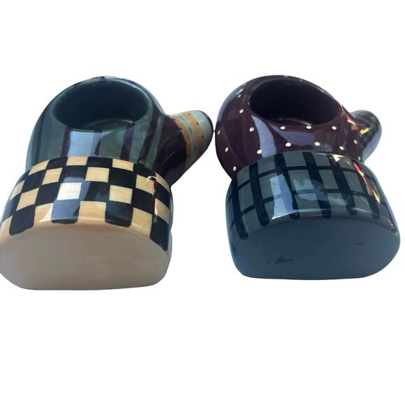 Williraye Studio Hand Painted Whimsical Mitten Tealight Candle Holders Folk Art - Picture 4 of 8